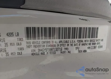 2010 Chrysler Pt Cruiser Classic z USA, uszkodzony, nr VIN 3A4GY5F99AT132716